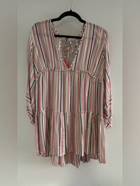 blue island Striped Tunic Top